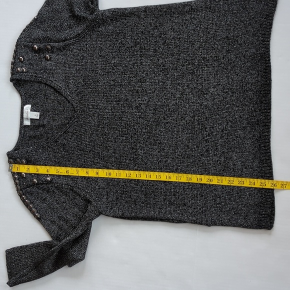 Dress Barn Embellished Studded V Neck Acrylic Nylon Sweater XL Black Gray Silver - Picture 15 of 16